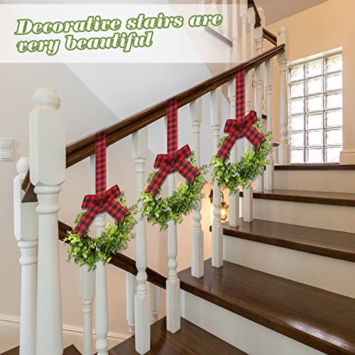 6 Pcs Christmas Kitchen Cabinet Wreaths Decorative Boxwood Wreaths With Ribbon Artificial Greenery Wreath Small Farmhouse Wreaths For Kitchen, 21.3 X 8.7 Inch (Red And Black Plaid) #TOP3
