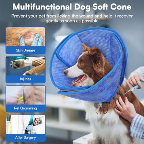 Image of Queenmore Soft Dog Cone Collar, Reversible Cone for Dogs to Stop Licking