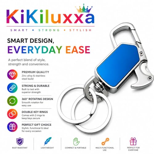Image of KiKiluxxa Multifunction Spinner Keychain with Dual Key Rings for Outdoor Carabiner Portable Keychain For Bike & Car -Multi Spinner