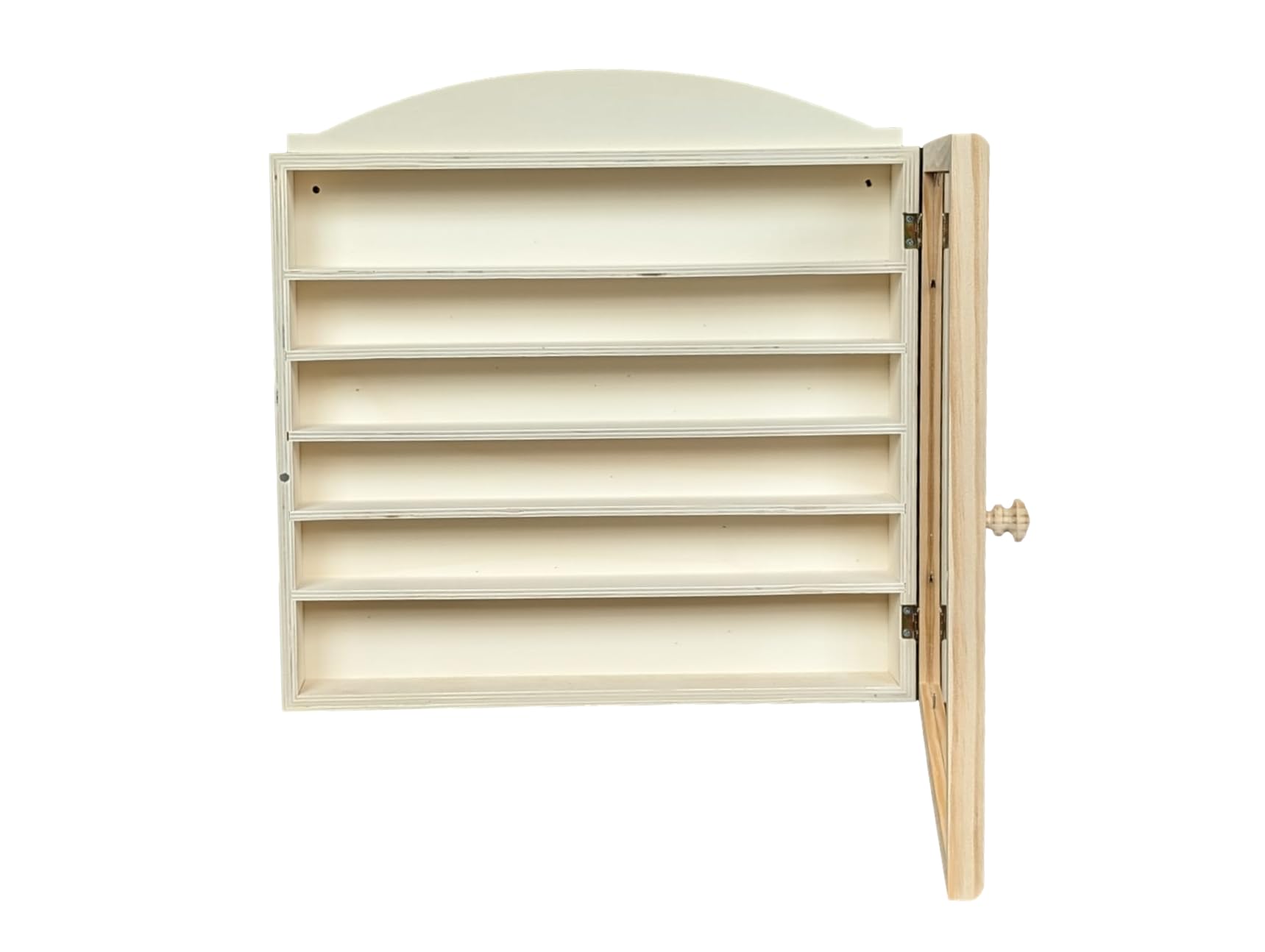 Greca - Vetrina per collezione, in legno, con 6 ripiani per diversi articoli, porta in vetro, in legno naturale, uso decorativo