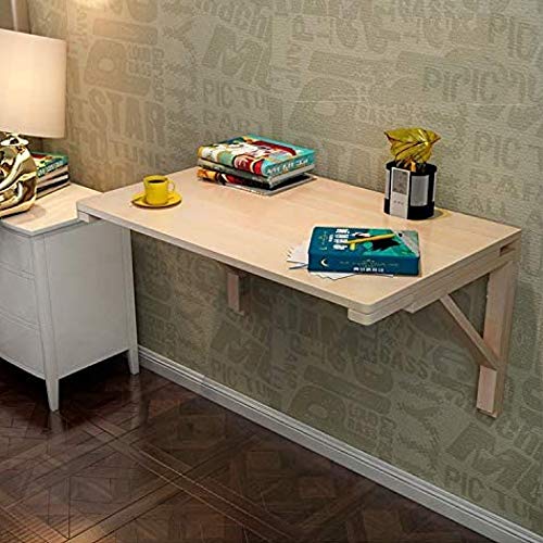 Bureau à abattant pour petits espaces table pliante murale en bois naturel - 2