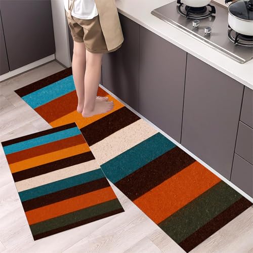 Tapis de cuisine rayures verticales lavable pour sol propre - 4