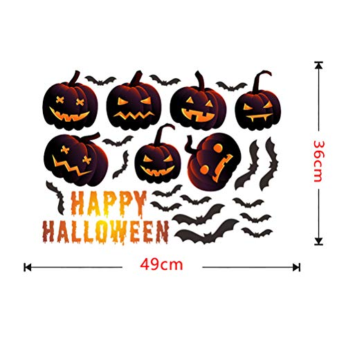 Partykindom Halloween Home Decorations, Scary Halloween Wall Stickers Pumpkin Bat Mural Decals Pvc Self- Adhesive Wall Decoration Accessories For Bedroom Home Decor #TOP4