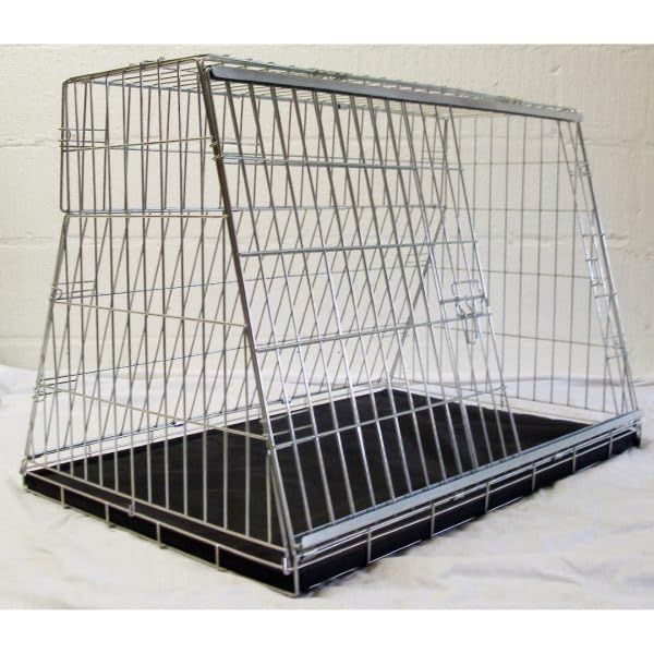 Pet World Large 36" Sloped Car Dog Crate – Compatible with Vauxhall Antara – UK Designed, Steel Travel Cage – Emergency Escape Hatch – Folds Flat – Free Comfort Mat – Easy Assembly