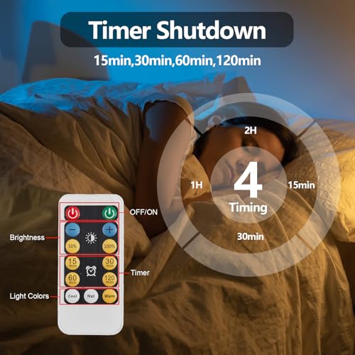 Image of XSDeTu Rechargeable Battery Operated Wall Sconces Set of 2, Modern Battery Powered Wall Light with Wooden Arm & Remote Control, Adjustable 3 Colors Dimmable Wall Lamps for Bedroom, Living Room