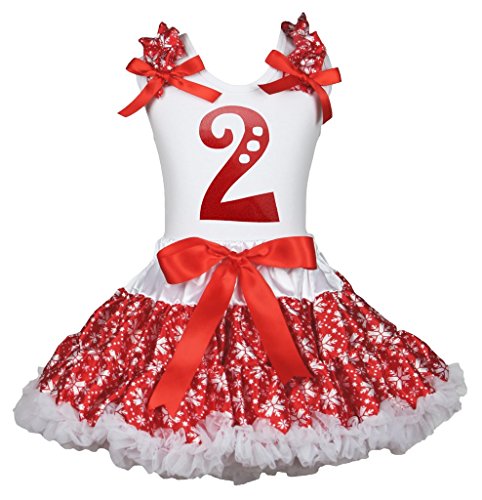 Disfraz de copo de nieve para niña con camiseta de algodón y falda roja de 1 a 8 años