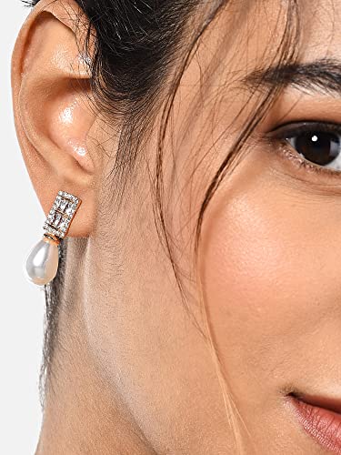 Women's Contemporary Cubic Zirconia & Brass Stud Earrings