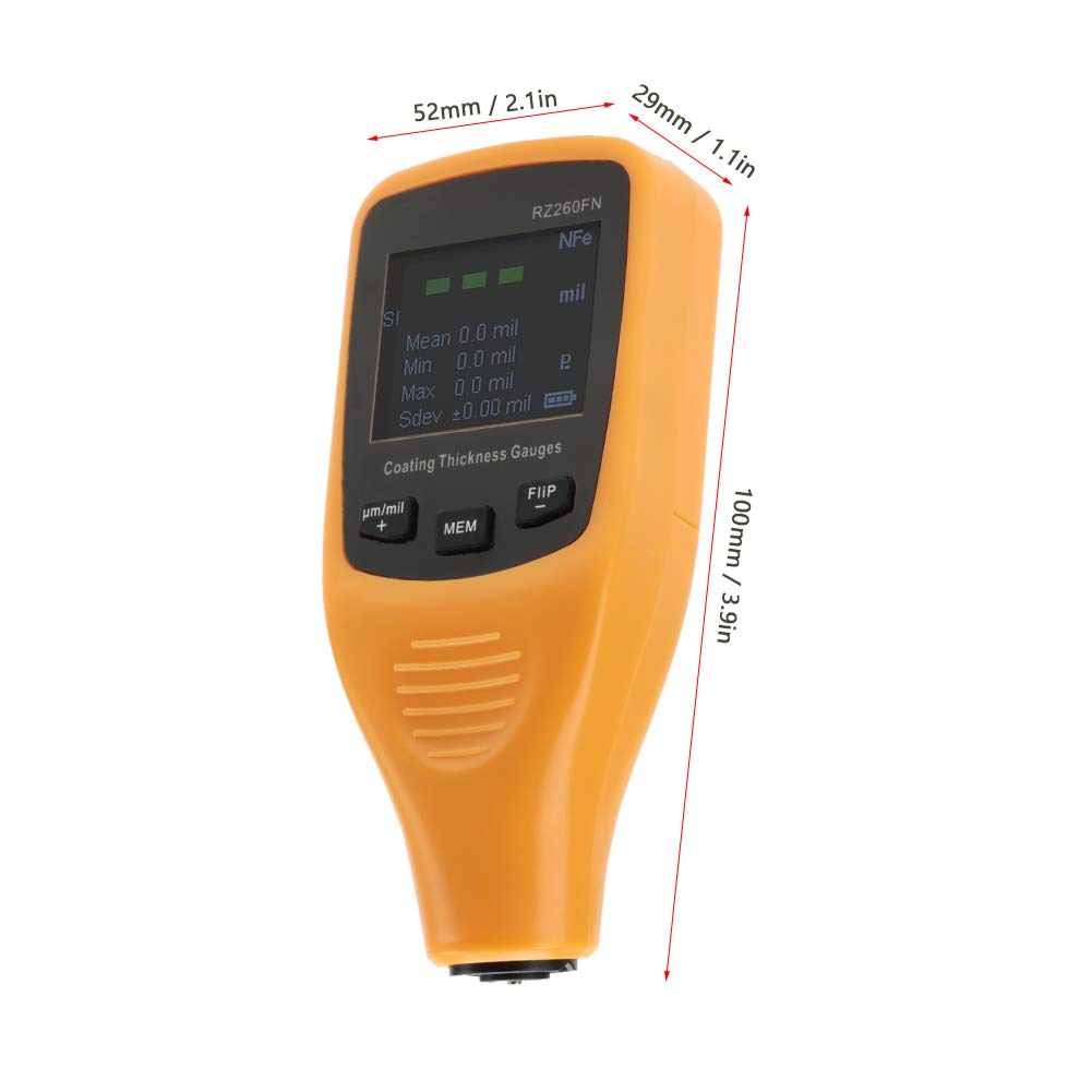 ANKROYU RZ260FN Paint Thickness Tester, Mini Painting Coating Thickness Testing Tool, Digital Coating Thickness, Mini Coating Thickness for Car Body