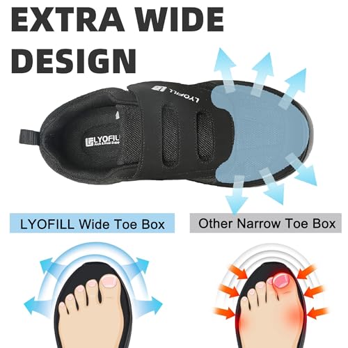Wide Toe Box Walking Shoes Men Lace-Free Adjustable Extra Wide Width Sneaker Slip on Loafers Diabetic Shoes with Arch Support for Swollen Feet Pain Relief3