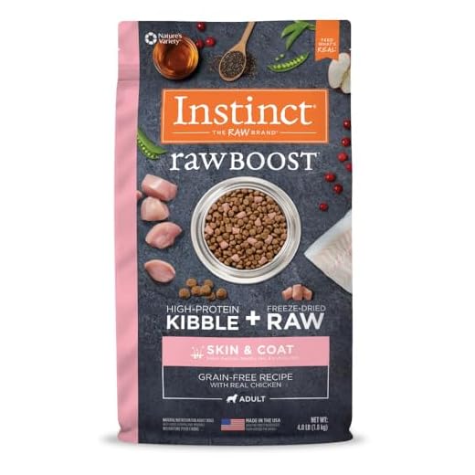 Instinct Raw Boost Skin & Coat Health Grain Free Recipe with Real Chicken Natural Dry Dog Food by Nature's Variety, 4 lb. Bag
