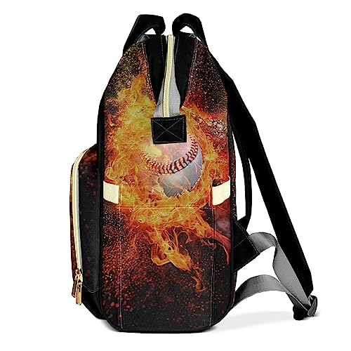 Personalized Fire Baseball Tote Bag Backpacks Custom with Text Mommy Bag Gift for Boy Girl3