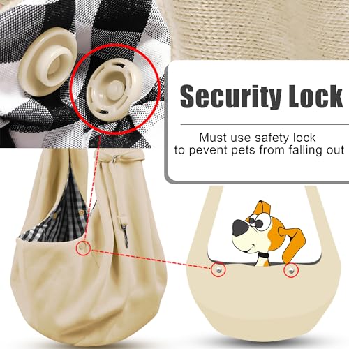 Image of Tomkas Small Dog Cat Sling Carrier Puppy Purse Travel Wrap Soft Crossbody Pet Bag (Cream, M - Classic Pocket & Classic Strap)
