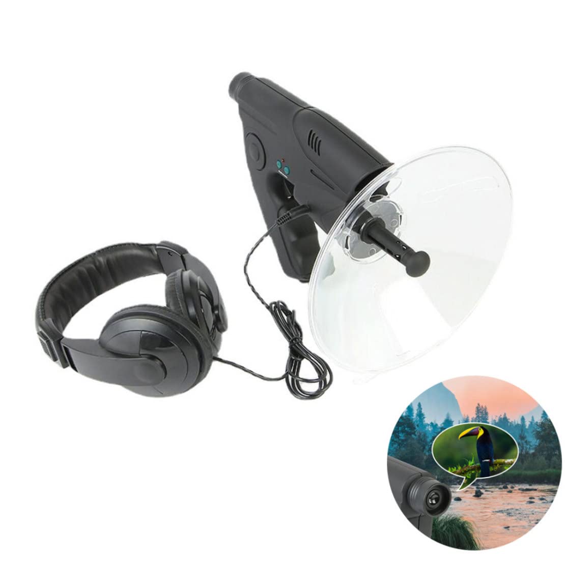 Dispositivo di ascolto parabolico 8X Microfono parabolico Monoculare HD Birds Watching e ascolto Dispositivo amplificatore audio per registrazione di uccelli Osservazione, parabola