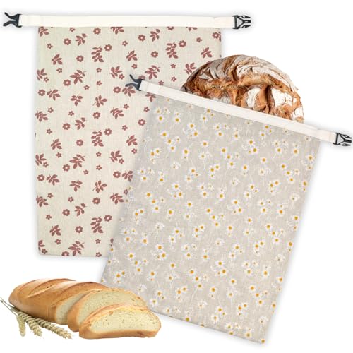 2 Pack Beeswax Bread Bags for Homemade Bread with Zipper,