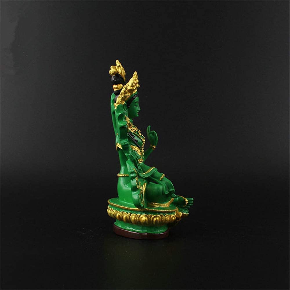 Statua del buddismo, statuetta di Tara verde, 13 cm, decorazione decorativa dipinta in resina per la casa, decorazione buddhisattva indiana, regalo spirituale
