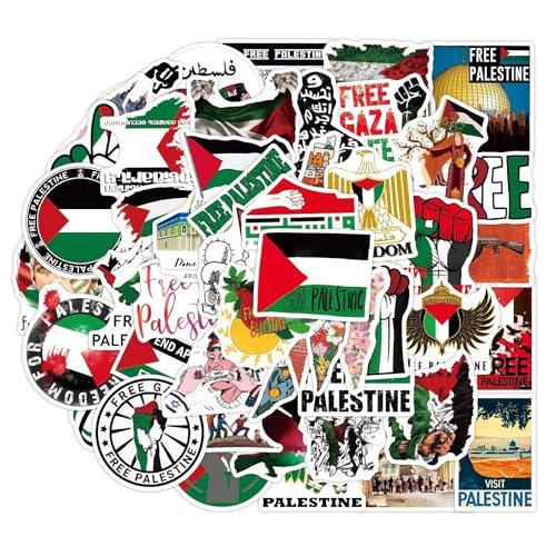 50 Pcs Free Palestine Stickers Waterproof PVC Colourful Aesthetic and Peace Stickers for Car Bumper Laptop Water Bottle Skateboard Guitar DIY Decor