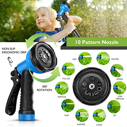 Garden Hose 50Ft, Kebose Heavy Duty Water Hose 5/8, Lightweight Flexible Hose With Work 150 Psi Resistant, 10 Function Spray Nozzle & 3/4 Solid Fittings, No Kink Hose For Outdoor, Yard #TOP2