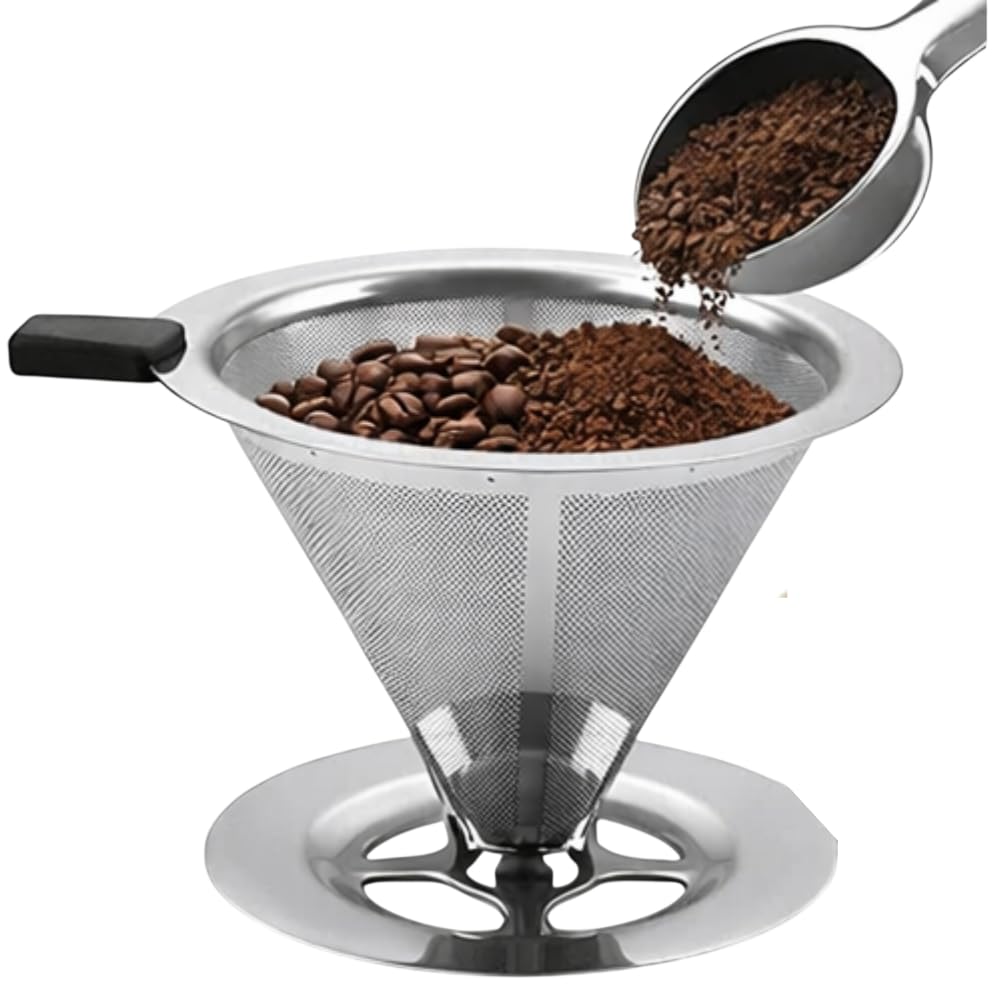Coador de Café Inox 101, Filtro Reutilizável em Aço Inoxidável, Malha Fina, Sustentável,