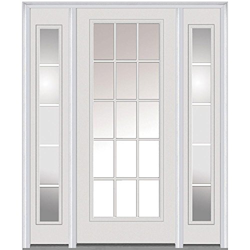 National Door Company, Z005271L, Exterior with Two Sidelites Door, Steel, 60' x 80', Full Lite, Grilles Between Glass Collection, Left-Hand Inswing
