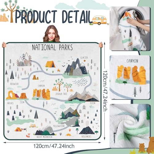 Image of SmoothNovelty National Parks Muslin Blanket 47 x 47 Inch Warm Soft Cotton Muslin Swaddle Blanket Nursery Swaddling Wrap Quilt for Bedding Gift, Cold Weather, Adventure Hiking Camping Lovers