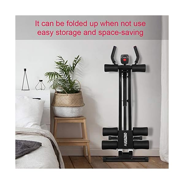 ONETWOFIT Core&Abdominal Trainers Abdominal Workout Machine, Height Adjustable Home Ab Trainer with LCD Display OT129