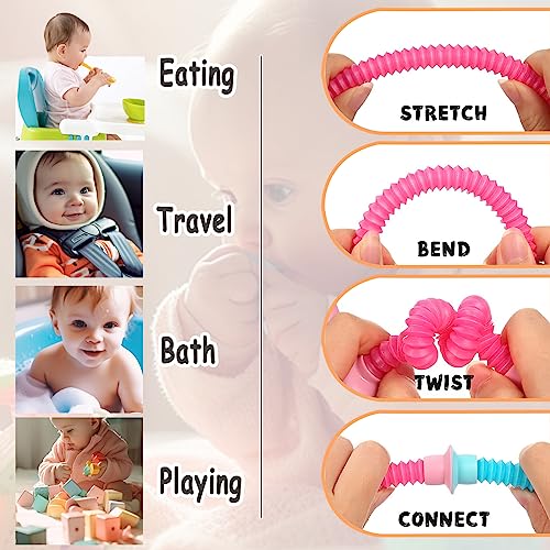 Bendable Suction Toys, Easter Basket Stocking Stuffer Set of 4 Flexible Men, Telescopic Suction Cup Robot Toy, Telescopic Pop Tubes, Fidget Tubes Sensory Toys for Girls Boys - Image 3