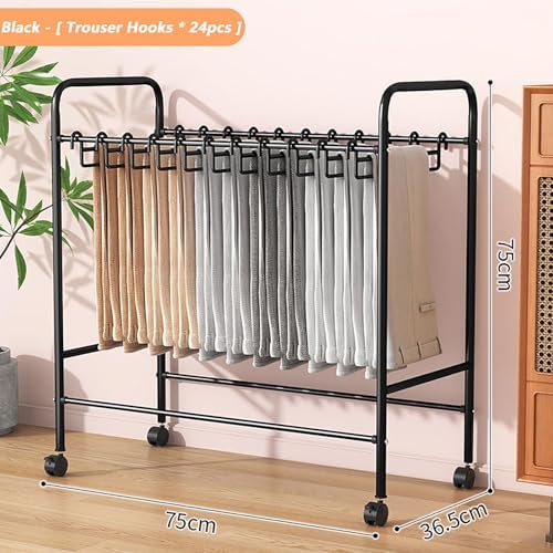 Miniatura 2 de Slide Out Pants Rack Closet Hanger Bar Pull Trousers Tie Belts Scarf Racks Top Mounted Wardrobe Clothes for Closet Retractable,Space-Saving Rolling