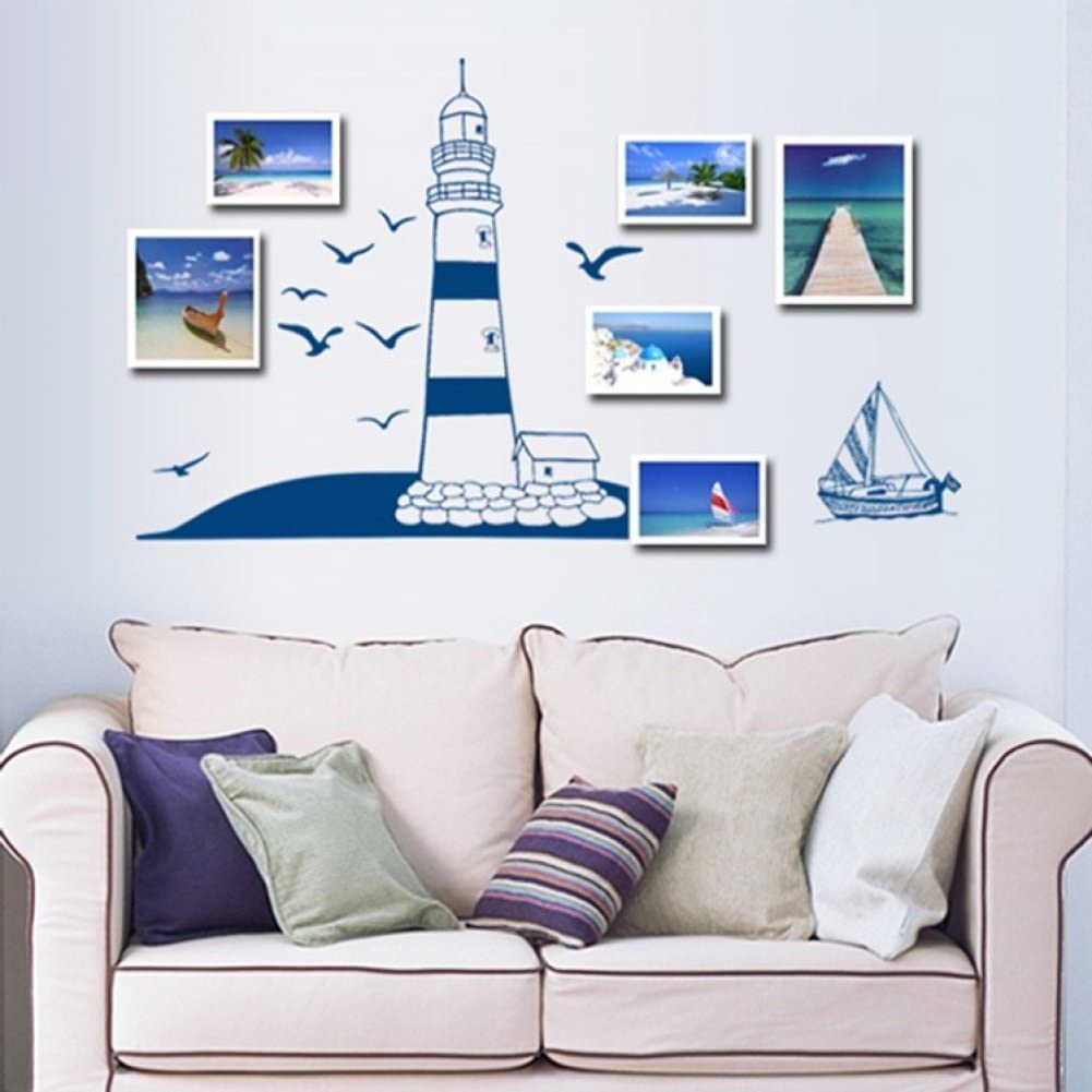 Wall Stickers Lighthouse Sailboat Wall Decals for Living Room Bedroom Home Wall Decoration