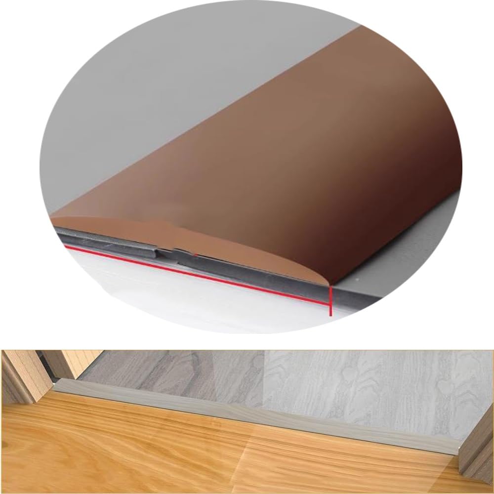 Luysmengeu Coffee Pvc Floor Transition Strip Self Adhesive, Flexible Threshold Strip 2In Waterproof Edging Trim Flat Divider Strips For Joining Floor Gaps