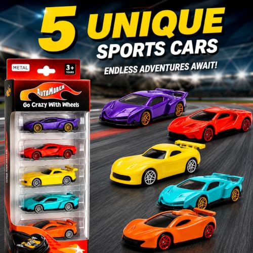 Image of Die-Cast Metal Car Set for Kids | Lamborghini | Ford GT | Dodge Viper| McLaren P1 | Pack of 5 | Multicolor | Fun Birthday Gift for Boys & Girls | for Age 3,4,5,6,7,8,9,10,11,12 Years