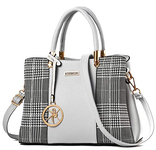 Maysurban Shopper Handtasche Tote Henkeltasche Damen Schultertasche Umhängetasche PU Leder Druckdessinierte für Alltag Büro Grau Cover