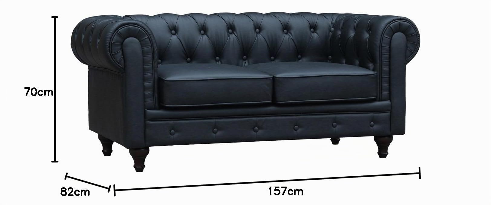 Habitat et Jardin Sofá Chesterfield Aliza- 2 plazas - Negro
