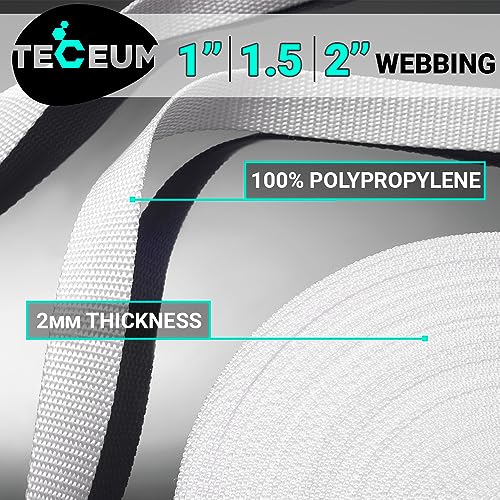 Image of TECEUM 3 /4 inch & 5 /8 inch & 1 inch & 1.5 inch & 2 inch Webbing - 10 25 50 Yards - 40+ Colors - Heavy Duty 1 Inch 1.5 Inch 2 Inch Backpack Straps - Webbing for Outdoors Indoors Crafting DIY