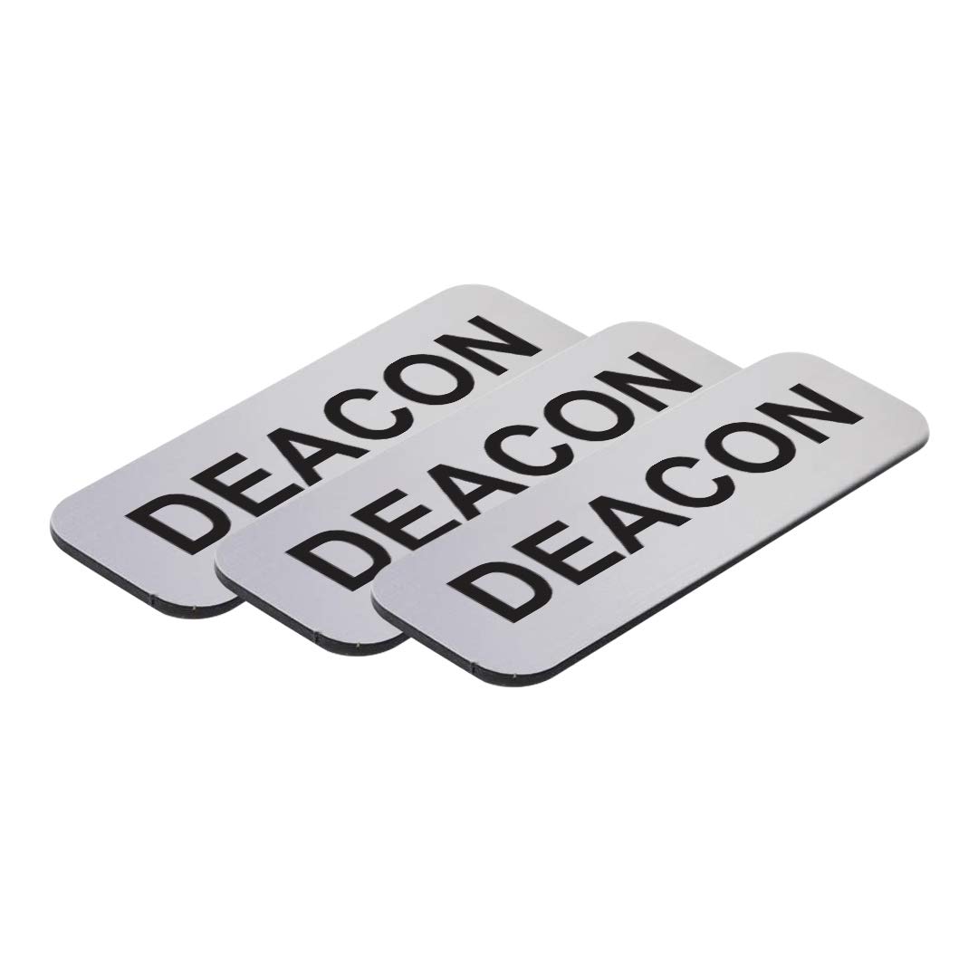 Deacon 1 x 3" Name Tag, Silver (3 Pack)