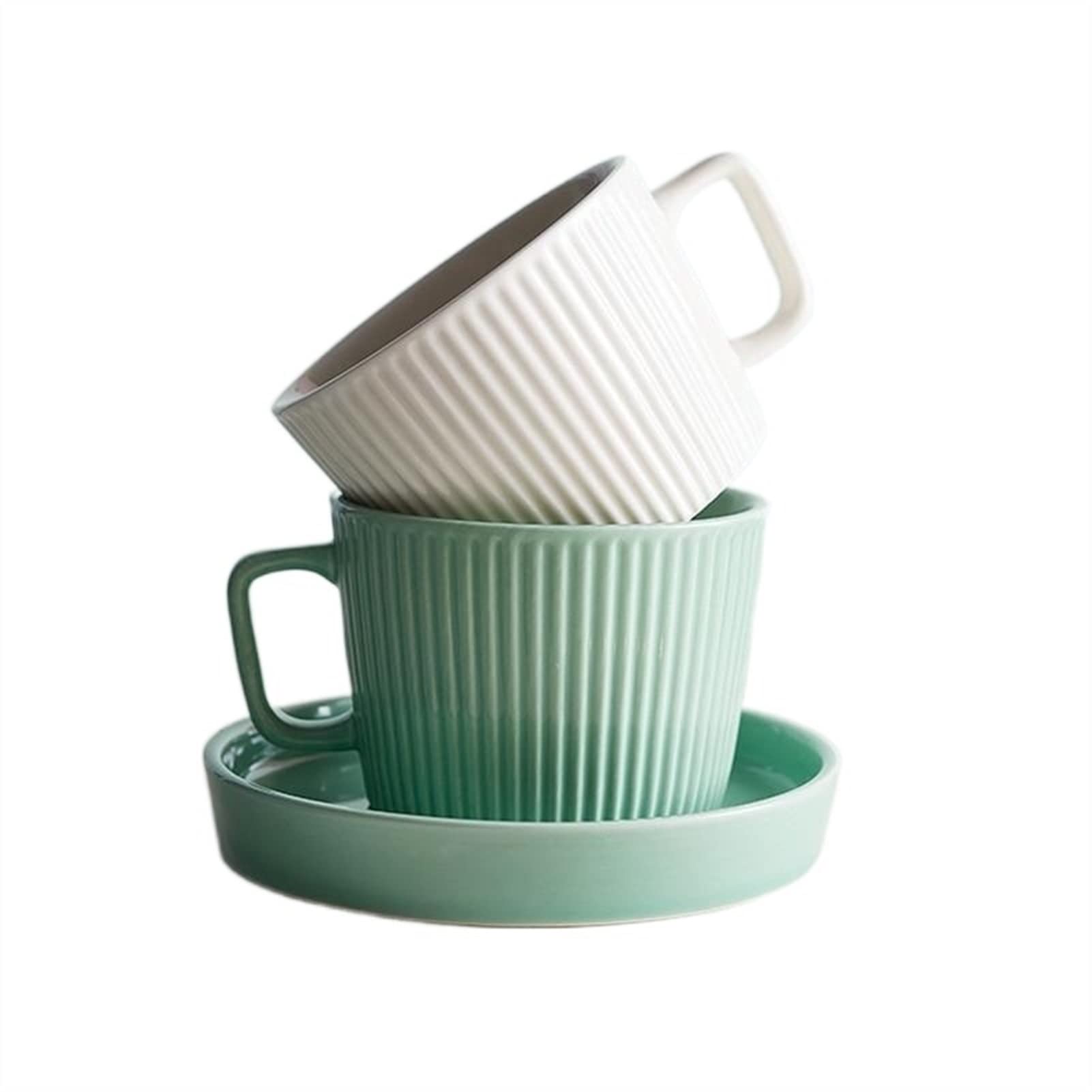 Europejski styl filiżanki do kawy, ceramiczny zestaw filiżanek do kawy i spodków, styl retro, wykwintna popołudniowa herbata, kubek na mleko śniadaniowe i zestaw spodków (pojedynczy biały kubek)