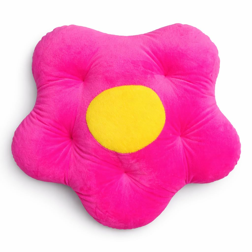Plush Flower Shaped Cushion Pillow 12x12 Inches | Ultra Soft Plush Fabric | Premium Fiber Filled Decorative Cushion for Sofa, Bed, Kids Room & Home Décor (Cute Pink Pillow)