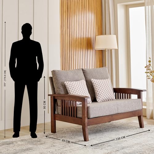 Image of Home Centre Abby Fabric 3+2 Seater Sofa with Cushions - Brown