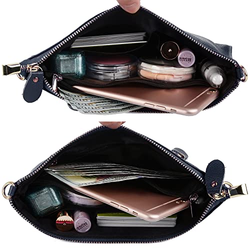 Image of YALUXE Genuine Leather Wristlet Handbags Purses Cell Phone Pocket Clutch Wallet Crossbody Bags for Women