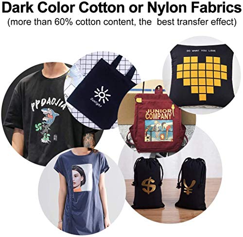 Iron-On Heat Transfer Paper for Dark Fabric, 40 Pack 8.3x11.7\" T-Shirt Transfer Paper for Any Inkjet Printer, Long Lasting Printing Transfer Paper for Heat Press, No Cracking