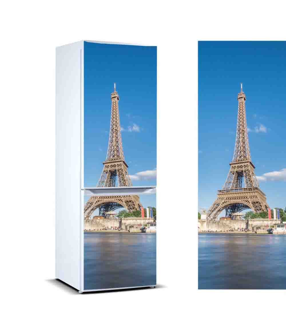 Pegatinas Vinilo para FrigorÍfico Torre Eiffel | Varias Medidas 200x70cm | Adhesivo Resistente y de Fácil Aplicación | Pegatina Adhesiva Decorativa de Diseño Elegante