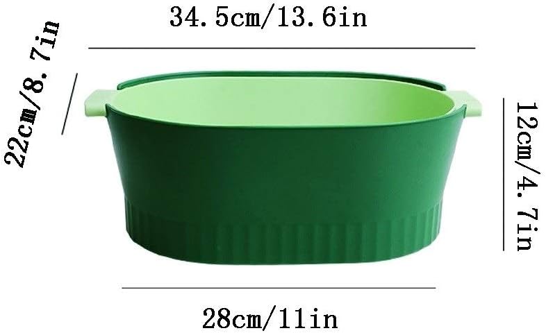 Double-Layer Drain Bowl is Used to Clean Vegetables and Fruits Plastic Colander Filter with Handle to Save Space Green(Red)