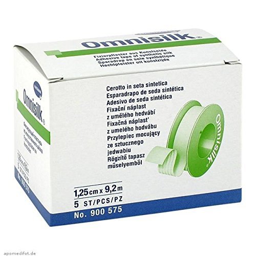 Omnisilk lot de 5 pansements de fixation 1,25 cm x 9,2 m pour soins