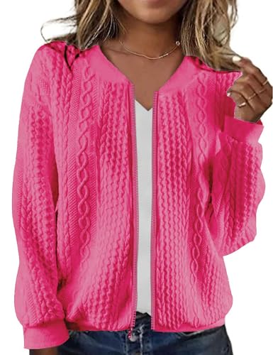 Image of WROLEM Zip Up Sweatshirts for Women Casual Outfits Cardigan Outerwear Trendy Winter Jackets Coat