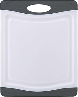Farberware Nonslip Poly Cutting Board, 8x10-Inch, Gray and White