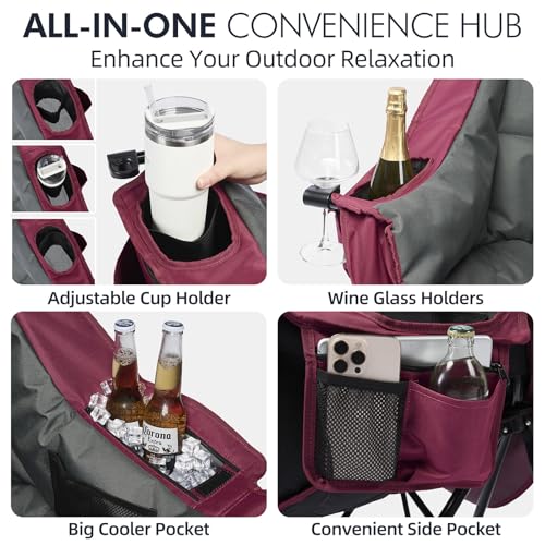 Image of Oversized Camping Chairs for Adults - Heavy Duty Padded Outdoor Camp Chair