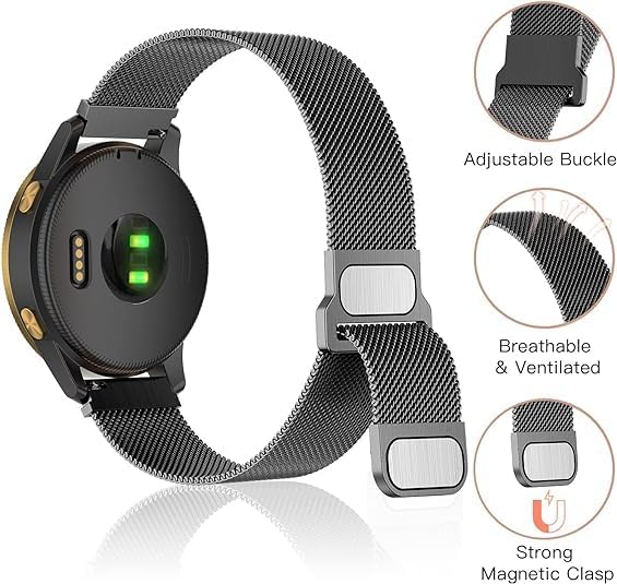 Miniatura 2 de Bolesi Correa de reloj compatible con Garmin Vivoactive 5Venu SqVenu 2 Plus, correa de repuesto de acero inoxidable tejida de 0.787 pulgadas, banda