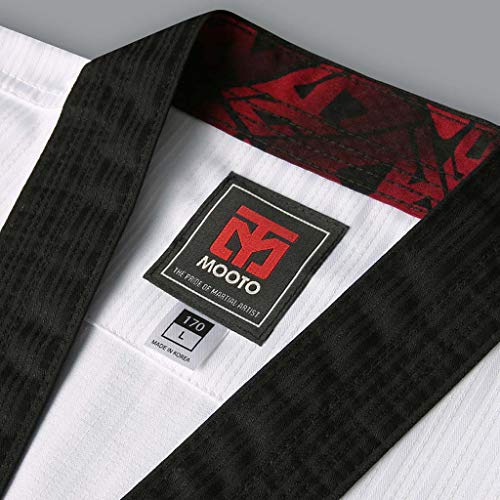 Image of MOOTO Korea Taekwondo BS4.5 Basic Uniform WT Logo White BK V-Neck MMA Martial Arts Karate Demonstration Team Gym School