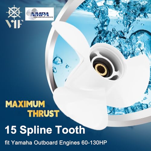 Image of VIF Aluminum Boat Propeller with Yamaha 60HP 70HP 75HP 80HP 85HP 90HP 115HP 130HP Outboard Engines,15 Tooth, Rh