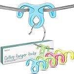 Washing Line Hanging Hooks by Smith’s® | 24 Pack | Clothes Hook Windproof Pegs | Perfect for Clothesline, Rotary Washing Line, Coat Hangers & Drying Rack | Reduces Need to Iron Clothes
