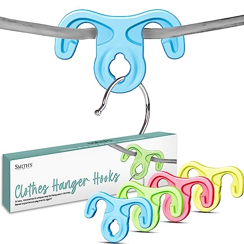 Washing Line Hanging Hooks by Smith’s® | 24 Pack | Clothes Hook Windproof Pegs | Perfect for Clothesline, Rotary Washing Line, Coat Hangers & Drying Rack | Reduces Need to Iron Clothes